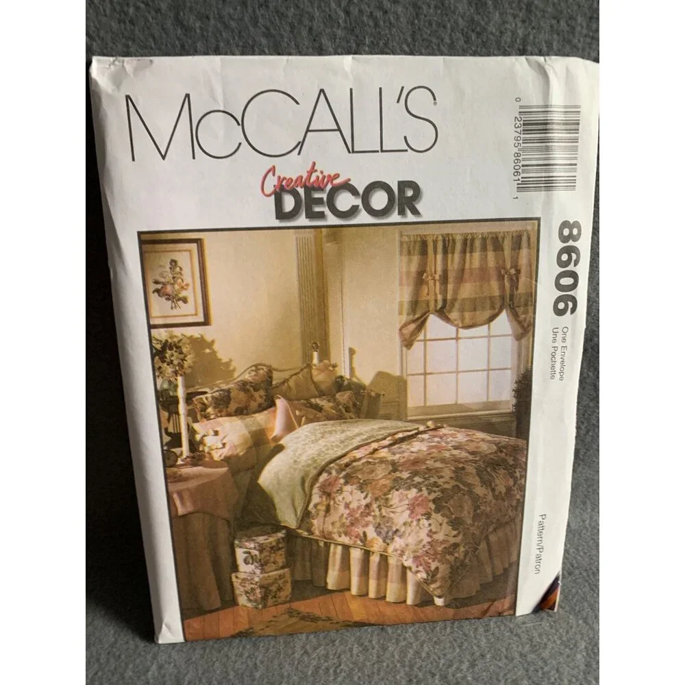 McCall's Bedroom Essentials Curtains Pillow Shams Bedspread Sewing Pattern 8606